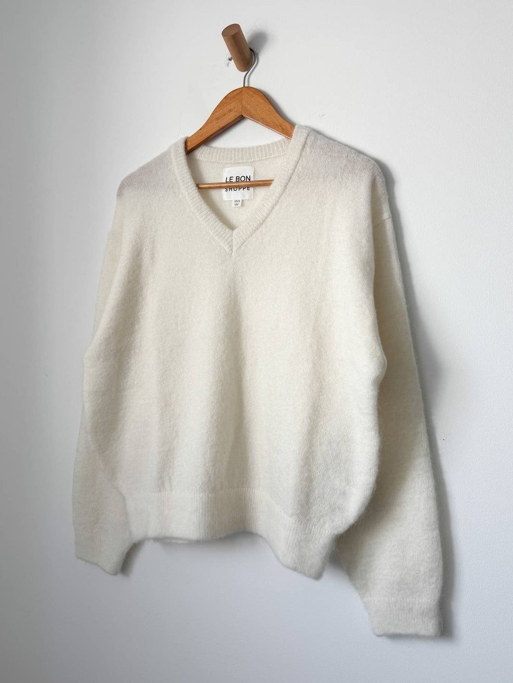 Le Bon Shoppe James Mohair Sweater * Women's Cream V-Neck Sweater
